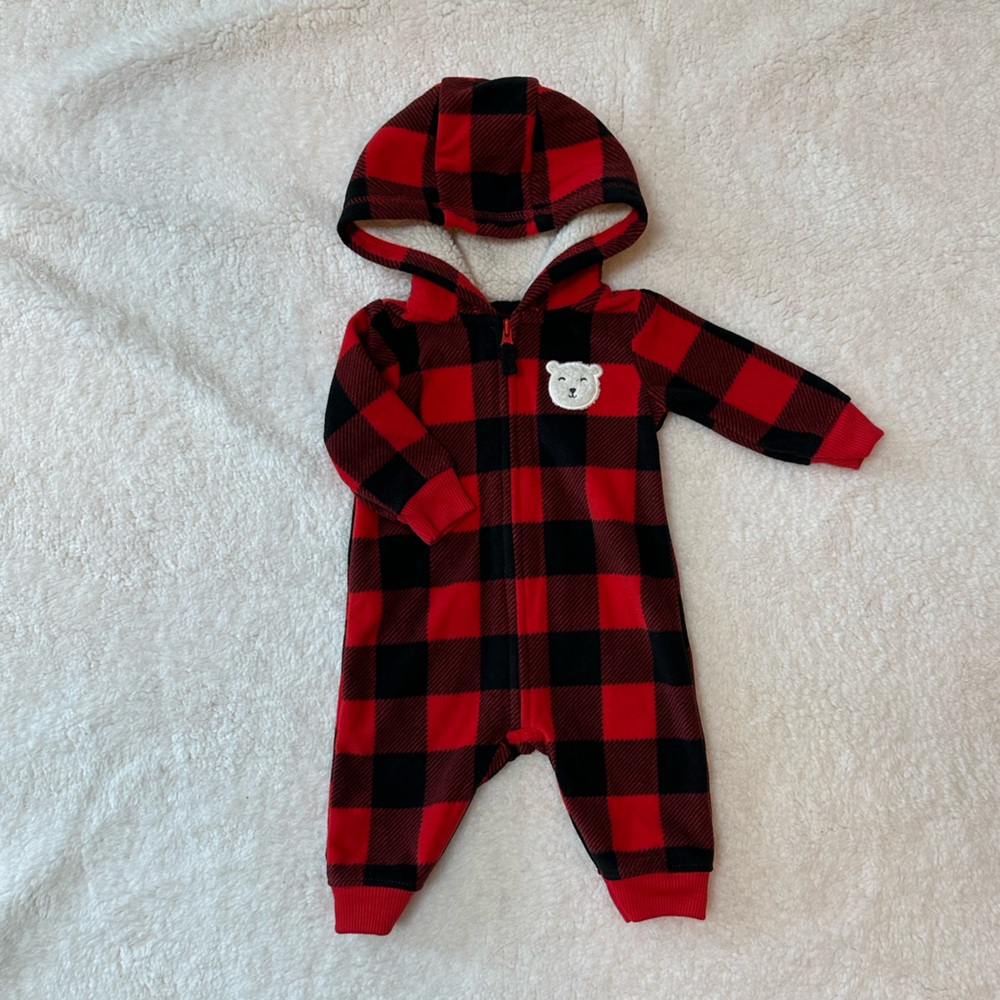 Carter’s Baby Boy Fleece Hooded Coverall - Sz. 3mo
